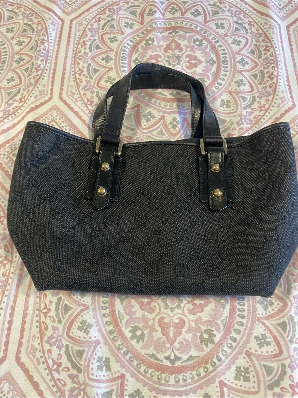 Gucci Black Monogram Satchel with Gold Charm - Picture 2 of 4